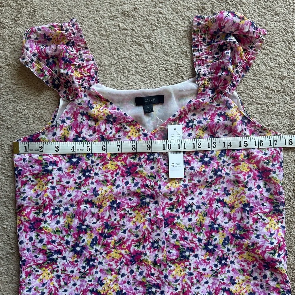 NWT J. Crew Cap-sleeve Crinkle Chiffon Top in floral fields size Small